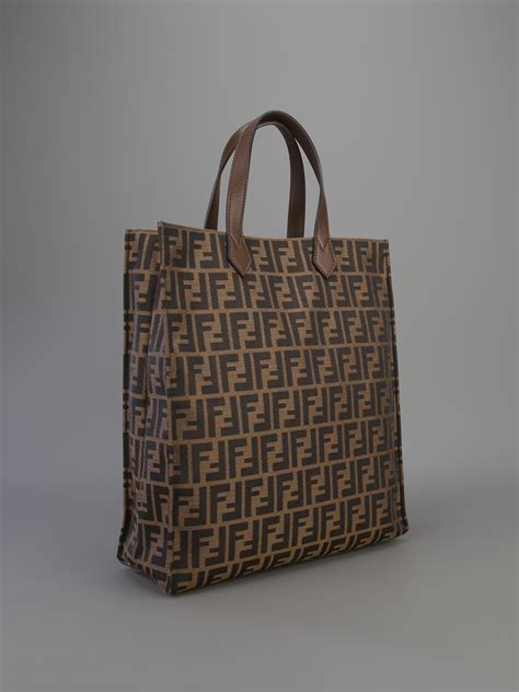 fendi brown zucca|Fendi zucca shopper tote.